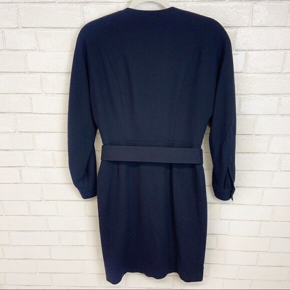 Vintage Premier 80's Wool Wrap Dress w/ Belt S17 - Picture 6 of 8